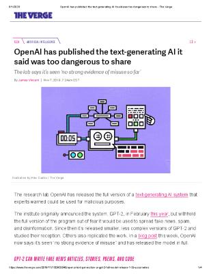 OpenAI has published the text-generating AI it said was too dangerous to share
