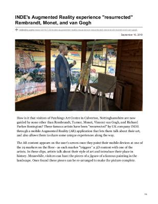 INDE'S AUGMENTED REALITY EXPERIENCE "RESURRECTED" REMBRANDT, MONET, AND VAN GOGH