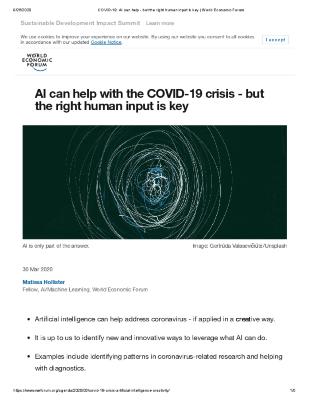 AI can help with the COVID-19 crisis - but the right human input is key