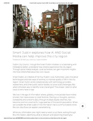 Smart Dublin explores how AI AND Social Media can help improve the city region