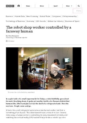 The robot shop worker controlled by a faraway human