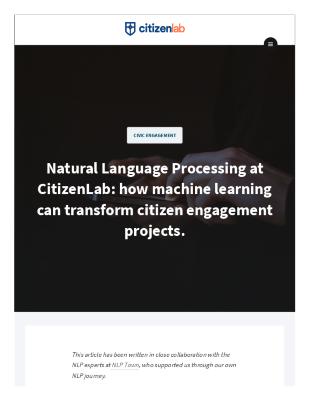 Natural Language Processing at CitizenLab: how machine learning can transform citizen engagement projects