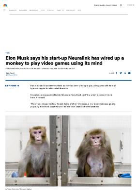 Elon Musk says his start-up Neuralink has wired up a monkey to play video games using its mind
