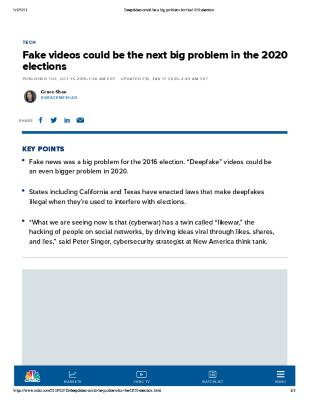 Fake videos could be the next big problem in the 2020 elections