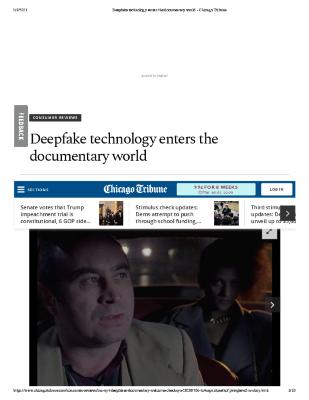 Deepfake technology enters the documentary world