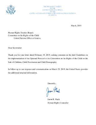 U.S. Supplemental Submission on the OPSC Draft Guidelines 2019