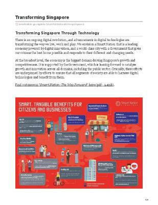 Smart Nation Singapore - Transforming Singapore through Technology