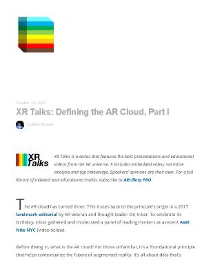 XR Talks: Defining the AR Cloud, Part I