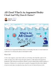 AR Cloud: What Is An Augmented Reality Cloud And Why Does It Matter?
