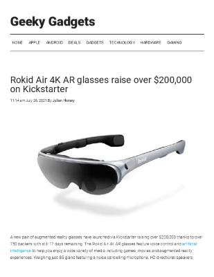 Rokid Air 4K AR glasses raise over $200,000 on Kickstarter