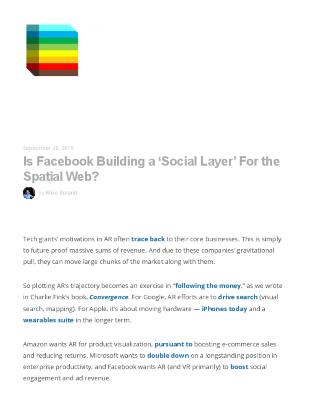 Is Facebook Building a ‘Social Layer’ For the Spatial Web?