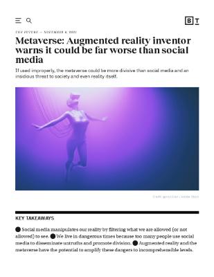 Metaverse: Augmented reality inventor warns it could be far worse than social media