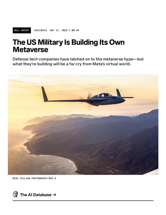 The US Military Is Building Its Own Metaverse