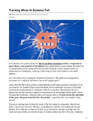 Tracking When AI Systems Fail