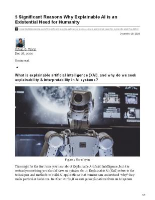5 Significant Reasons Why Explainable AI is an Existential Need for Humanity