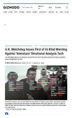 U.K. Watchdog Issues First of Its Kind Warning Against 'Immature' Emotional Analysis Tech