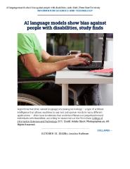 AI language models show bias against people with disabilities, study finds