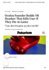 Oculus Founder Builds VR Headset That Kills User If They Die in Game