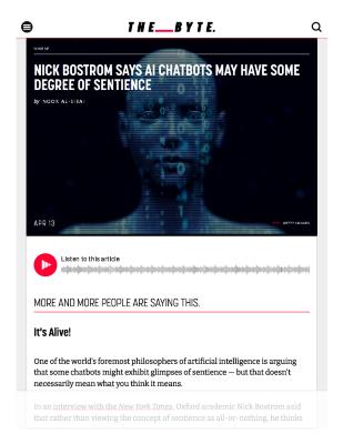 Nick Bostrom Says AI Chatbots May Have Some Degree of Sentience